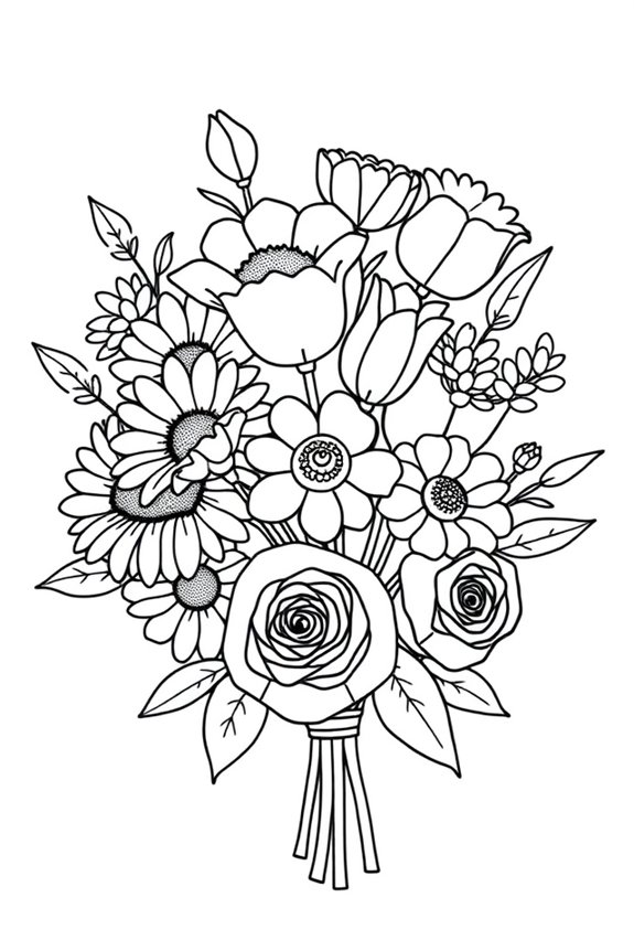 kostenlose Blumenstrauß Ausmalbilder