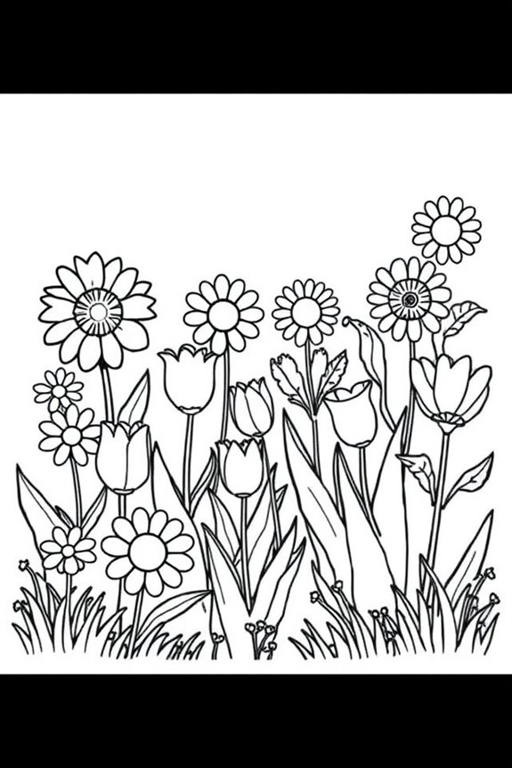 kostenlose Blumen Garten Ausmalbilder