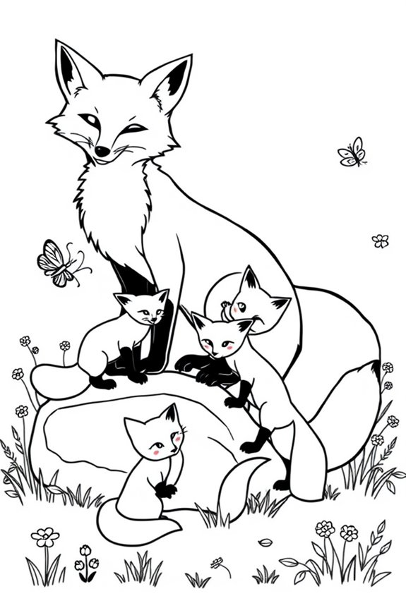 kostenlose Fuchsfamilie Ausmalbilder