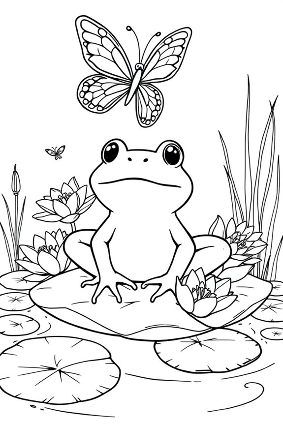 kostenlose Frosch Schmetterling Ausmalbilder