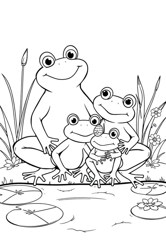 kostenloses Froschfamilien-Ausmalbild