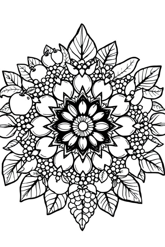 kostenlose Obst-Mandala-Ausmalbilder