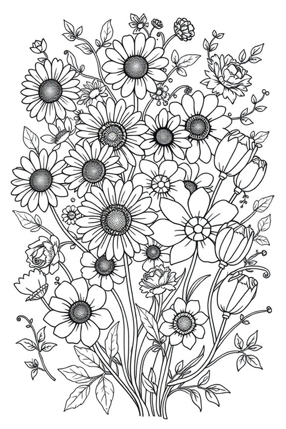 kostenlose Gartenblumen-Ausmalbilder