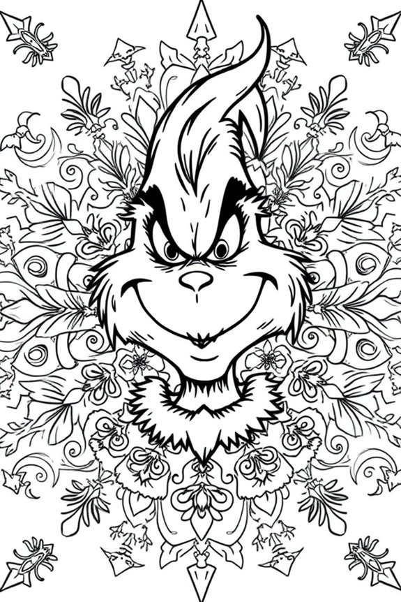 kostenloser Grinch Mandala Ausmalbild