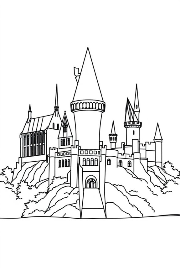 kostenlose Hogwarts Schloss Ausmalbilder