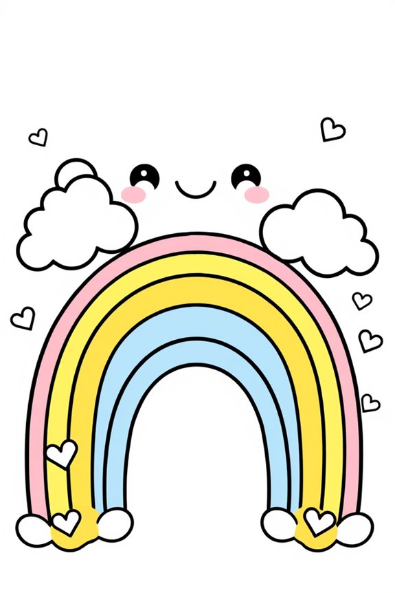 kostenlose kawaii Regenbogen Ausmalbilder