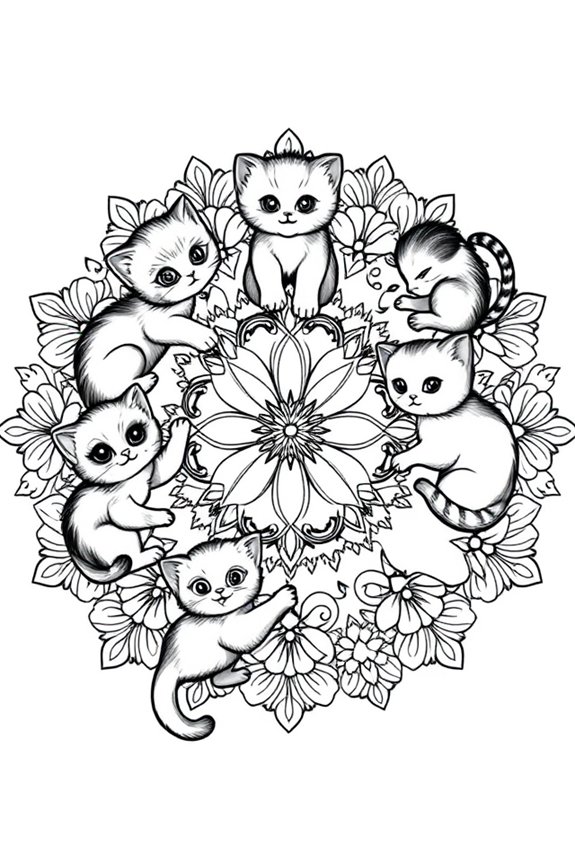 kostenlose Kätzchen Mandala Ausmalbilder
