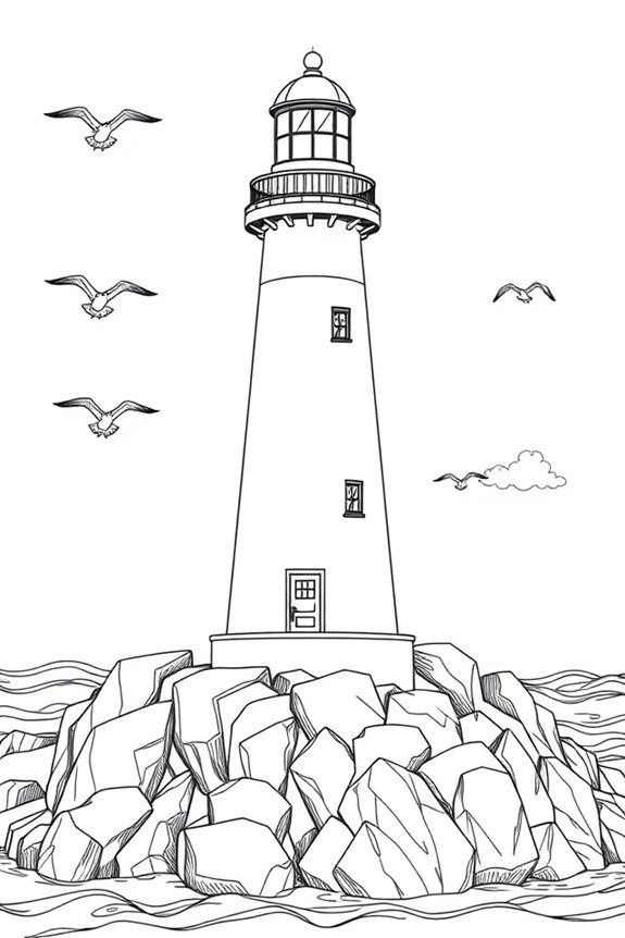 kostenlose Leuchtturm-Malvorlage