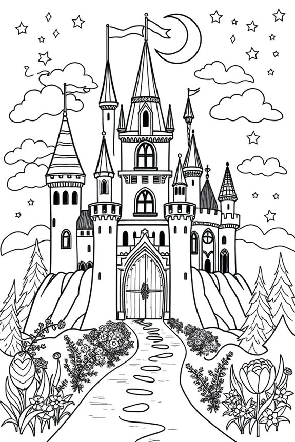 kostenloses magisches Schloss Ausmalbild