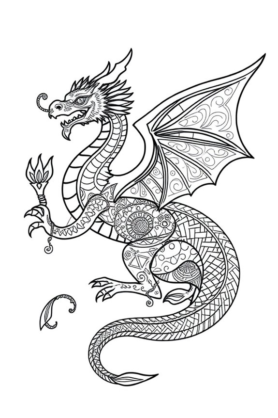 kostenlose Mandala-Drachen-Ausmalbilder