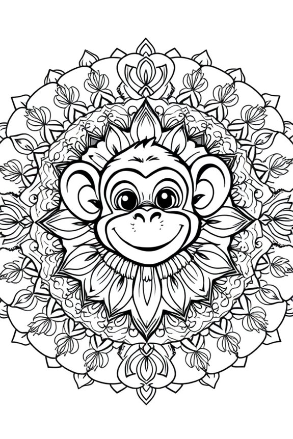 kostenlose Mandala Affe Ausmalbilder