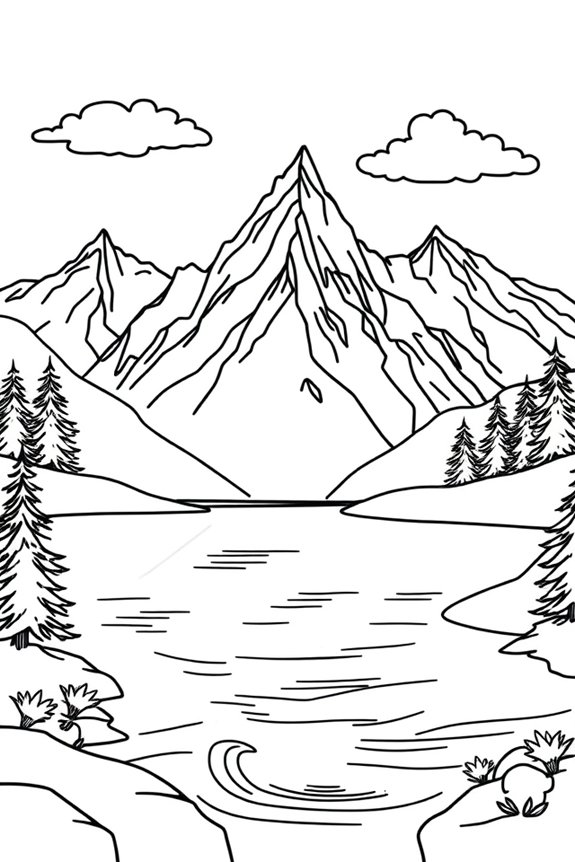 kostenlose Berglandschaft Ausmalbilder