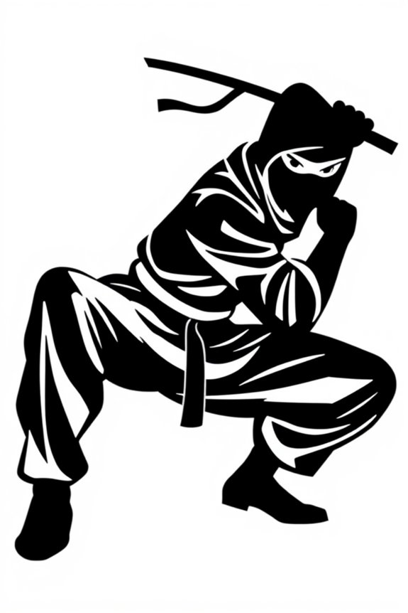 kostenlose Ninja-Silhouette zum Ausmalen