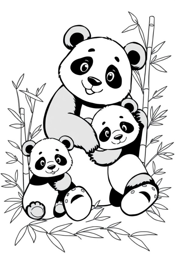 kostenlose Panda-Familie Ausmalbilder