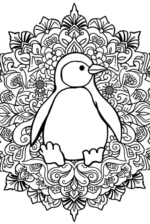 kostenlose Pinguin Mandala Malvorlage