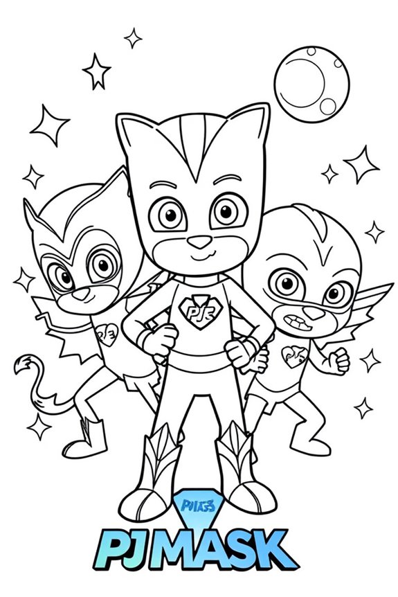 kostenlose PJ Masks Ausmalvorlage