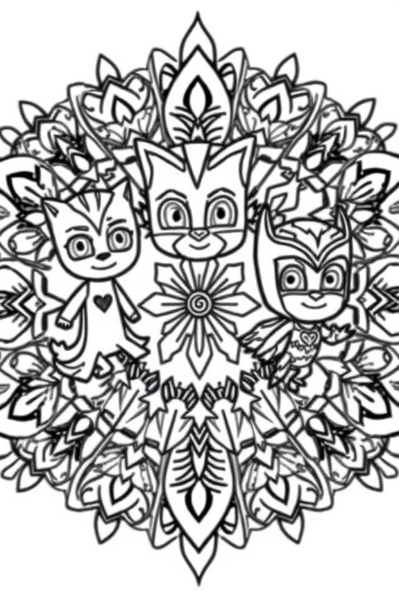 kostenlose PJ Masks Mandala Ausmalbilder