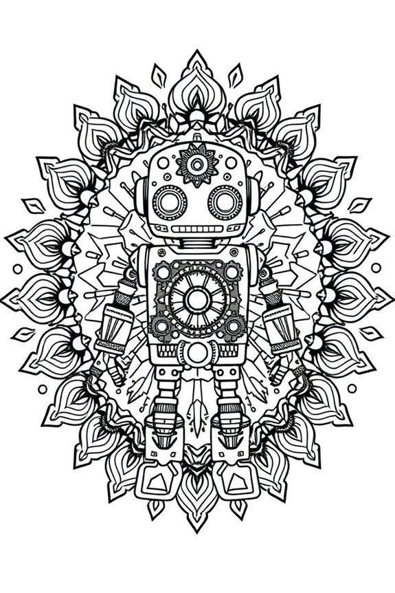kostenlos ausdruckbare Roboter-Mandala