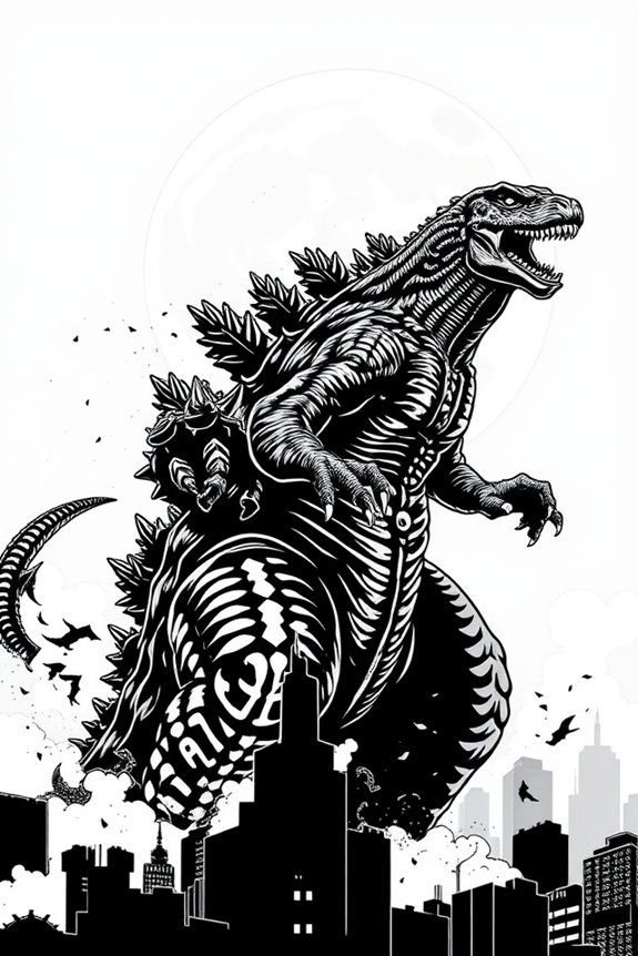 kostenlose Retro-Godzilla-Ausmalbilder