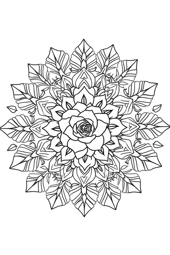 kostenlose Rosen-Mandala-Ausmalvorlagen