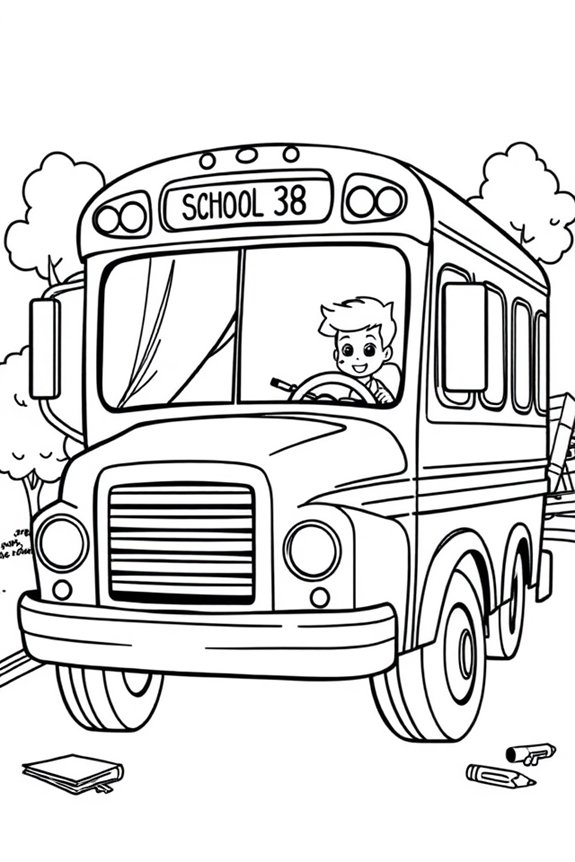 kostenlose Schulbus-Malvorlage