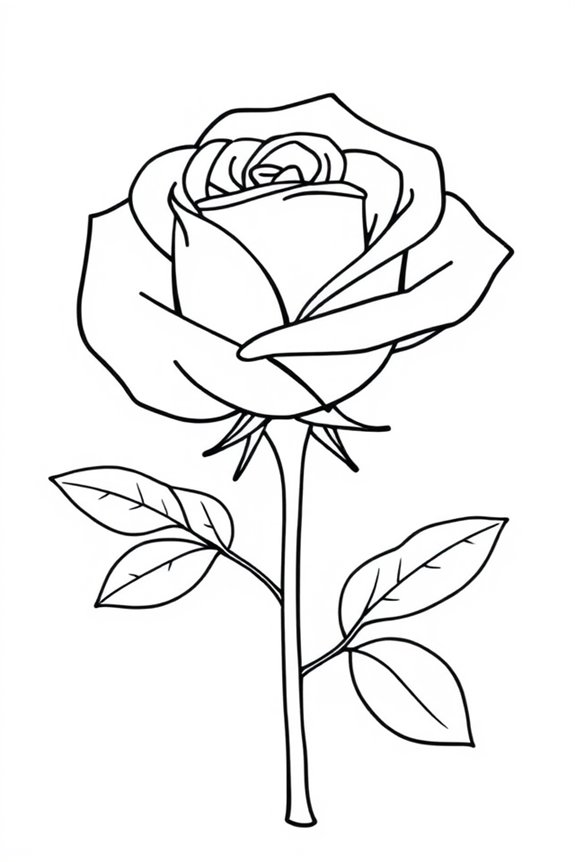 kostenlose einfache Rosenmalvorlage