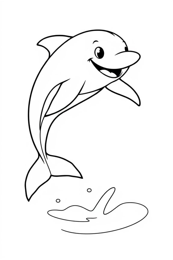 kostenlos lächelnder Delfin Ausmalbild