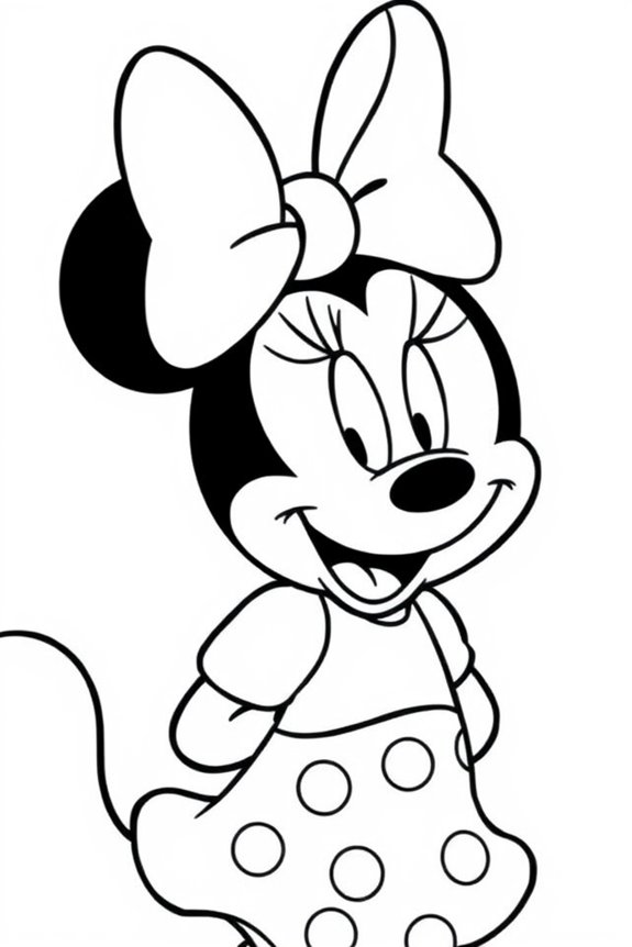 kostenlos lächelnde Minnie Maus Ausmalbild