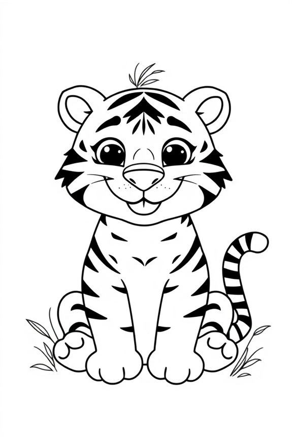 kostenlos lächelnder Tiger Ausmalbild