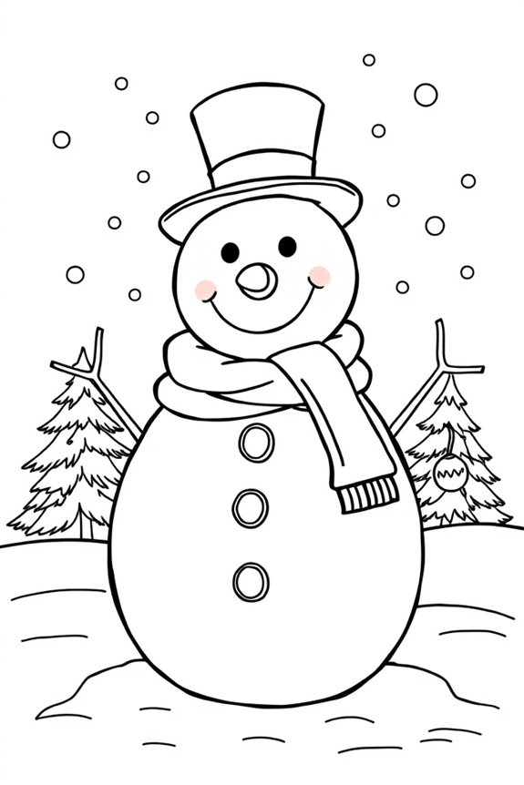 kostenlose Schneemann-Ausmalseite
