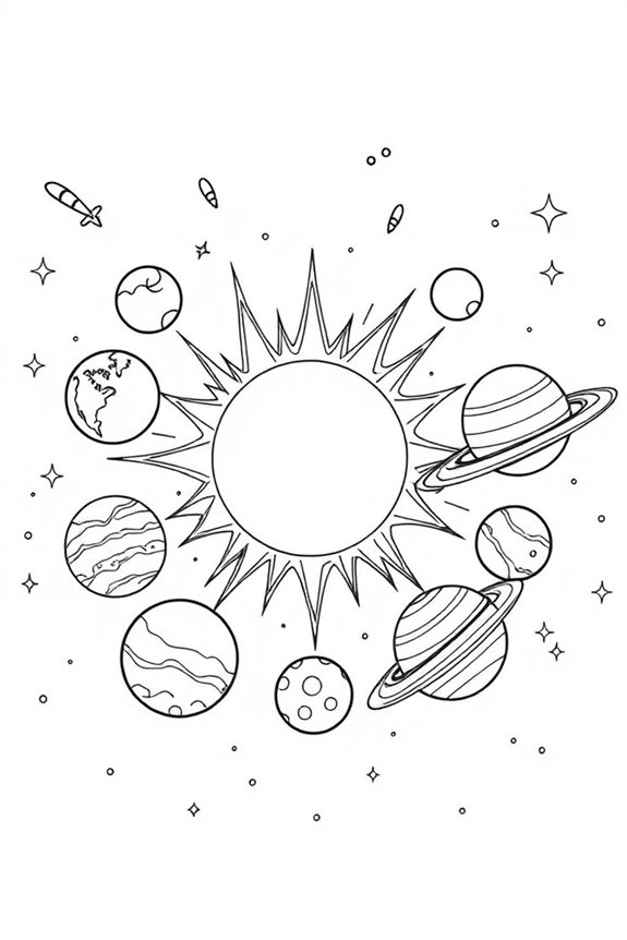 kostenloses Sonnensystem Ausmalbild