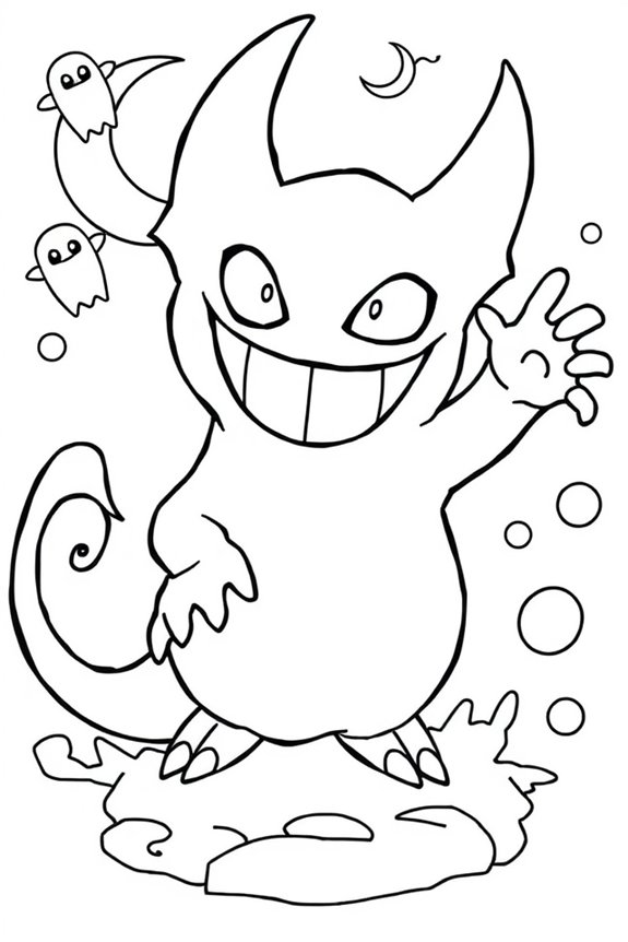 kostenlose gruselige Gengar-Ausmalvorlage