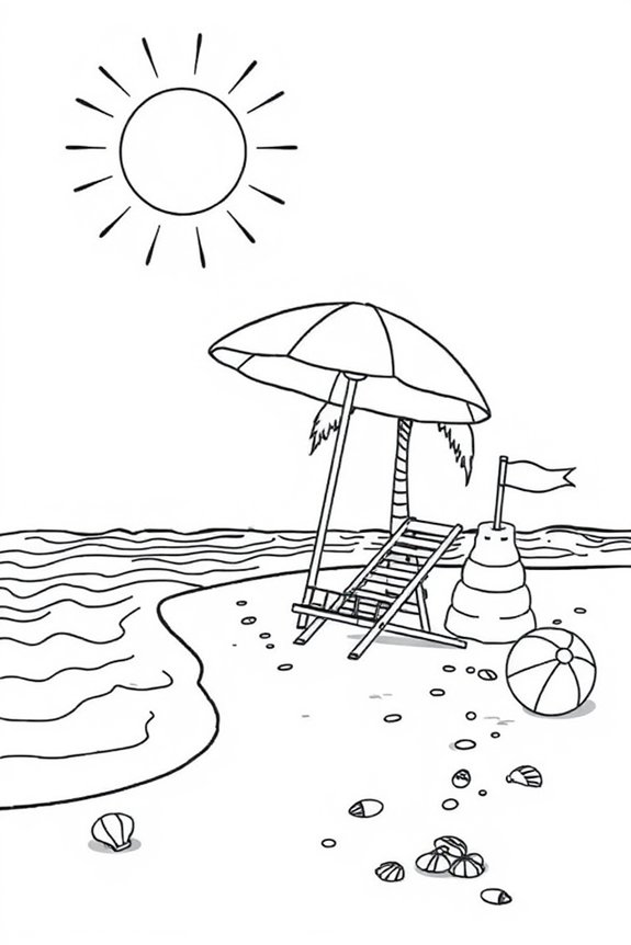 kostenloses Sommer-Strand-Ausmalbild