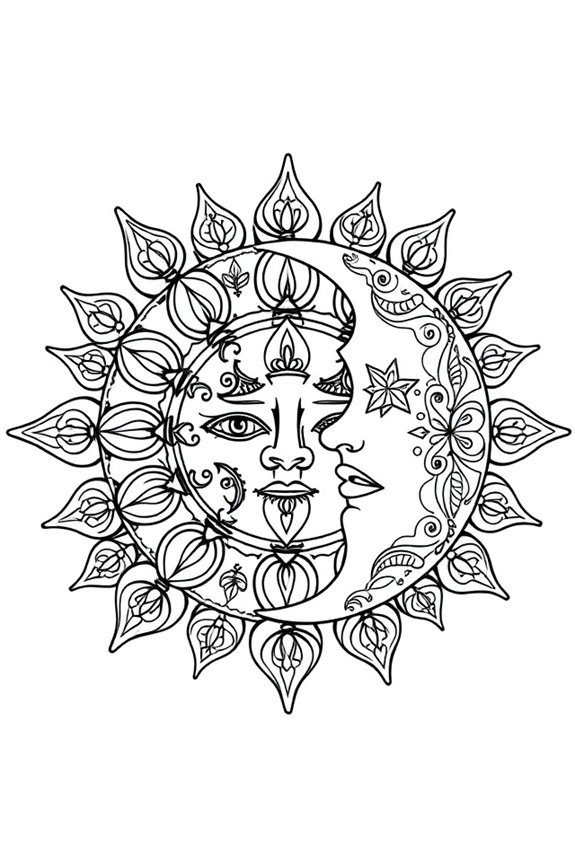 kostenlose Sonne und Mond Ausmalbilder