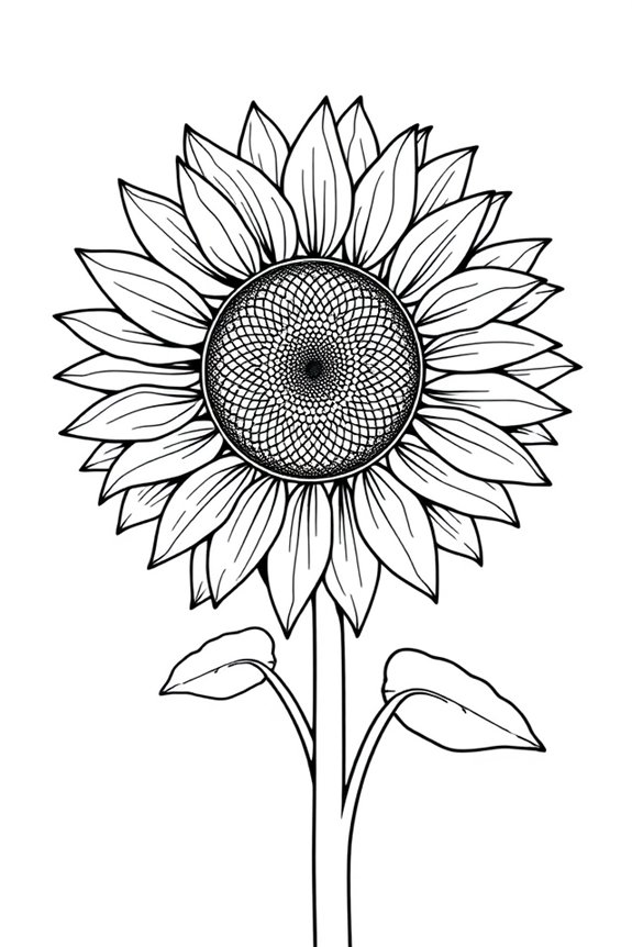 kostenlose Sonnenblumen-Ausmalvorlage