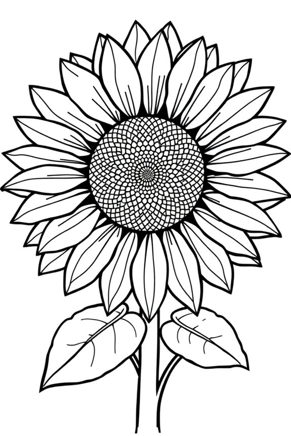 kostenlose Sonnenblumen-Ausmalvorlage