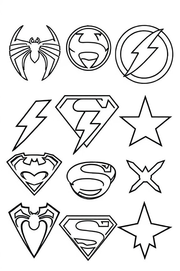 kostenlose Superhelden-Symbole zum Ausmalen