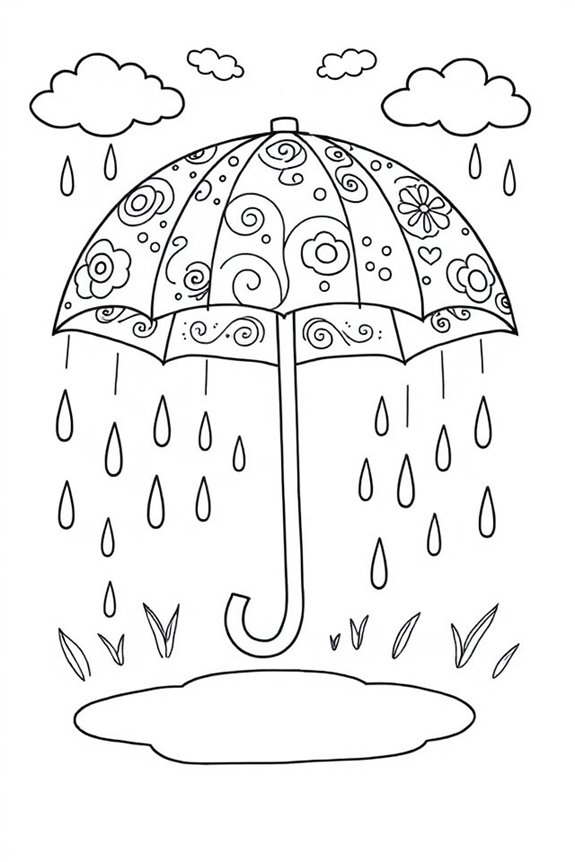 kostenlose Regenschirm-Ausmalvorlage