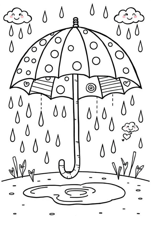 kostenlose Regenschirm-Ausmalvorlage