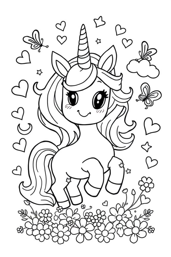 kostenlose Einhorn-Ausmalvorlage
