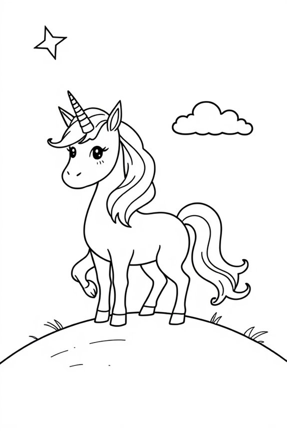 kostenlose Einhorn-Ausmalvorlage