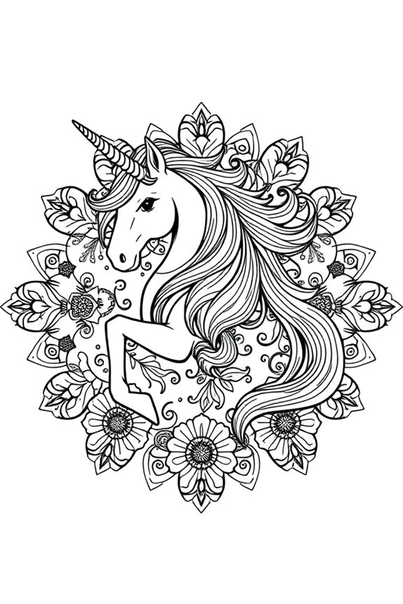 kostenloses Einhorn Mandala Ausmalbild