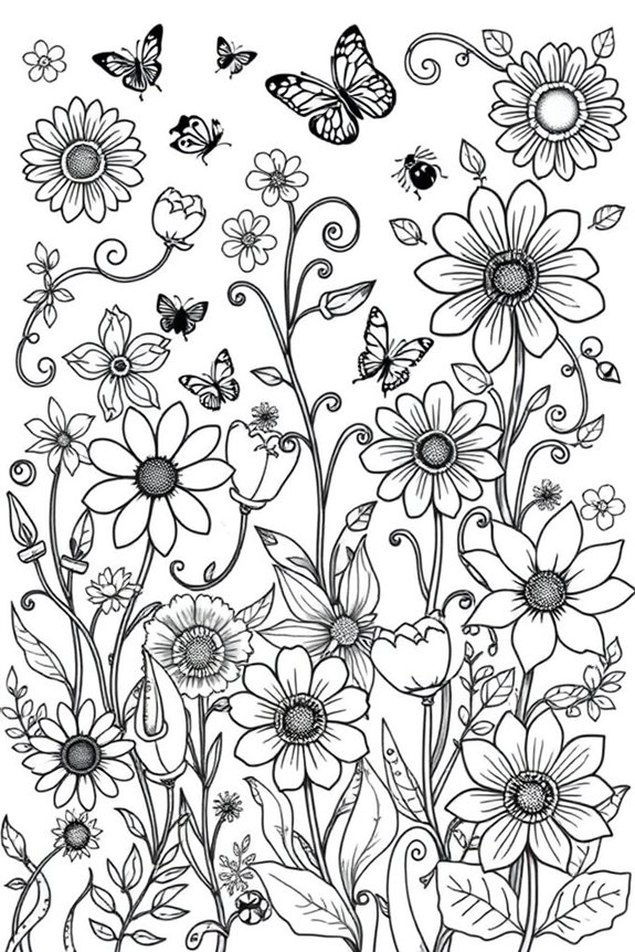 kostenlos lebendige Blumen zum Ausmalen
