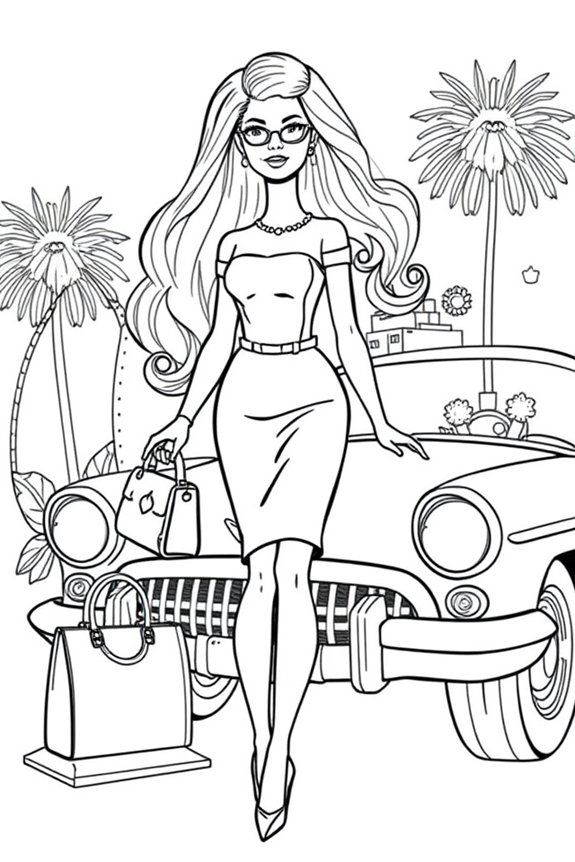 kostenlose Vintage-Barbie-Ausmalvorlage