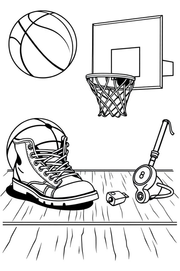 kostenlose Vintage-Basketball-Ausmalbilder