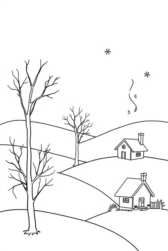 kostenlose Winterlandschaft Ausmalbilder