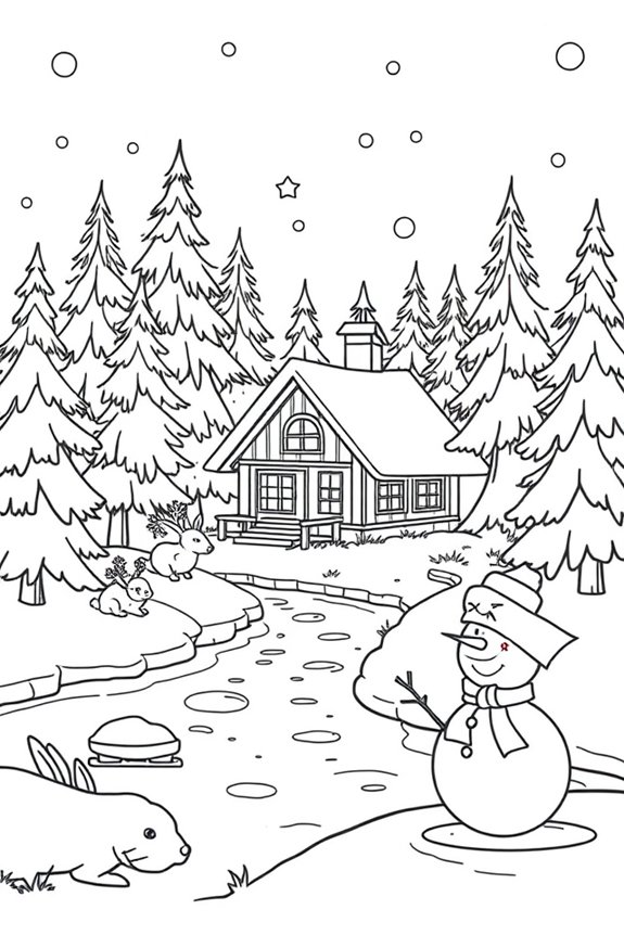 kostenlose Winterwunderland-Ausmalbilder