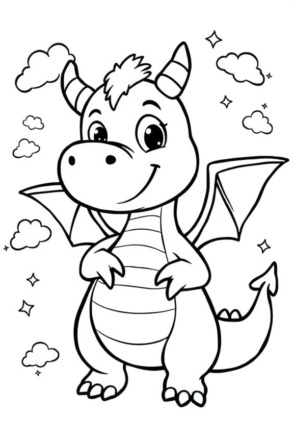 freundlicher Cartoon-Drachen zum Ausmalen
