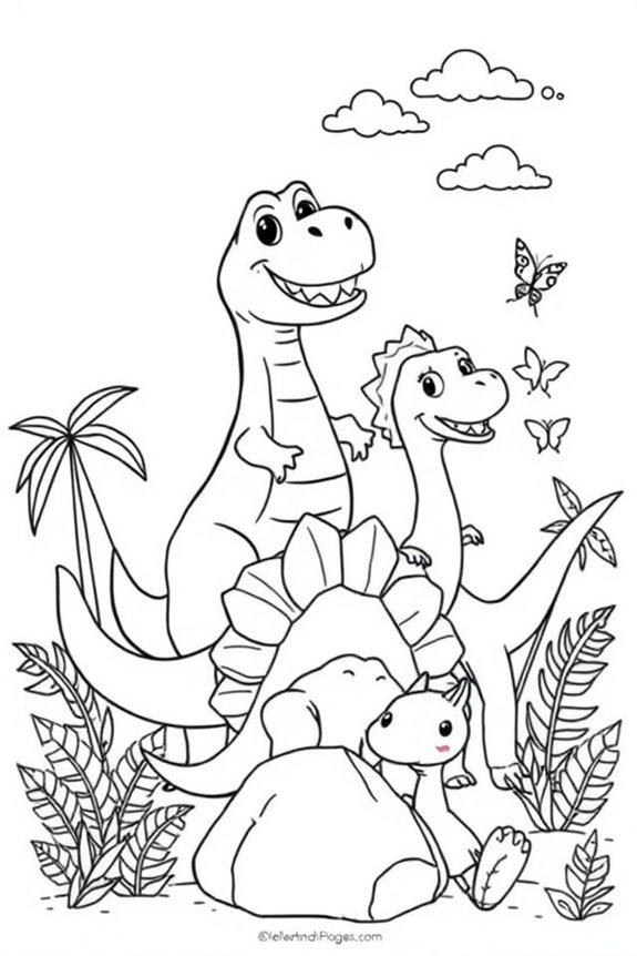 freundliche Dinosaurier-Ausmalbild