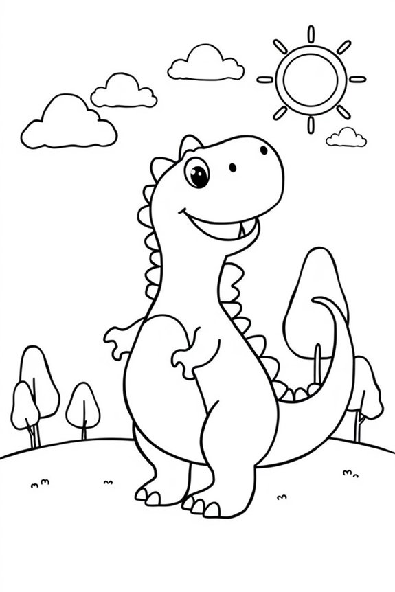 freundliche Dinosaurier-Malvorlage